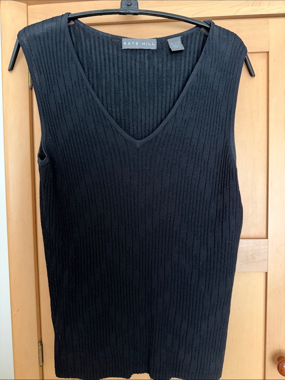 KATE HILL Black Ribbed V-Neck Tank